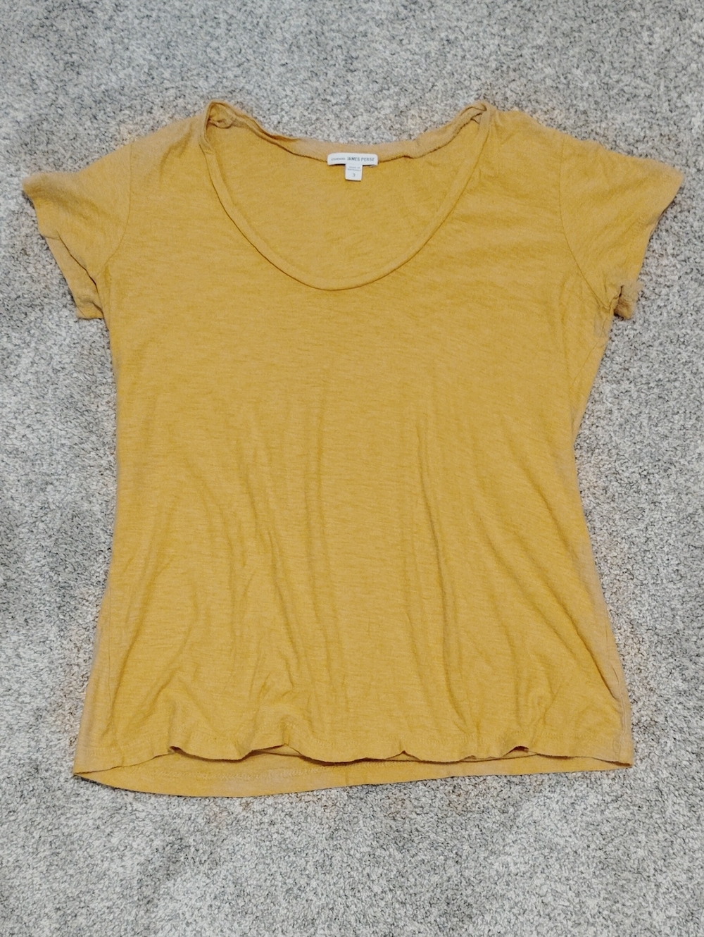 James Perse Women's Mustard Scoop Neck Short Sleeve Tee
